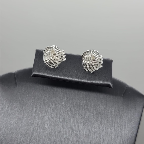 Sterling Silver Love Knot Ear Stud - Picture 5 of 5